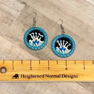 One of A Kind Bottle Cap Resin Earrings